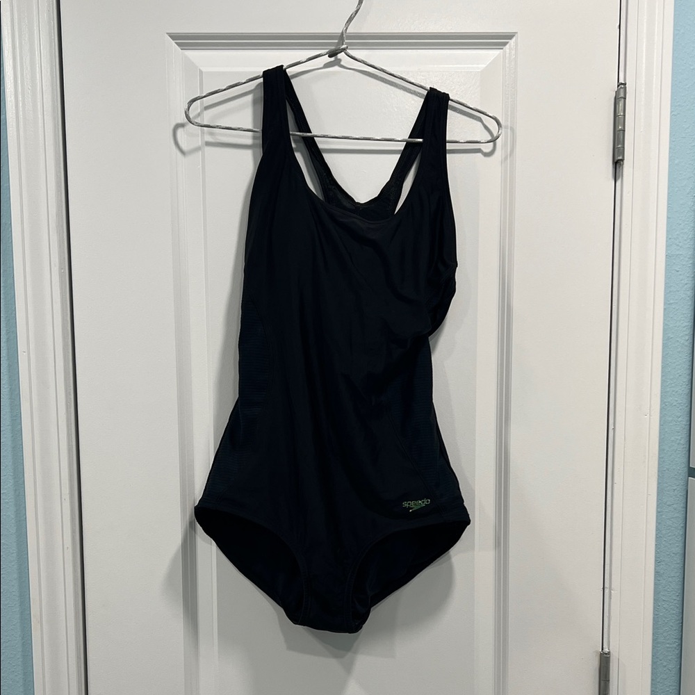 Speedo Black Solid Racerback Swimsuit